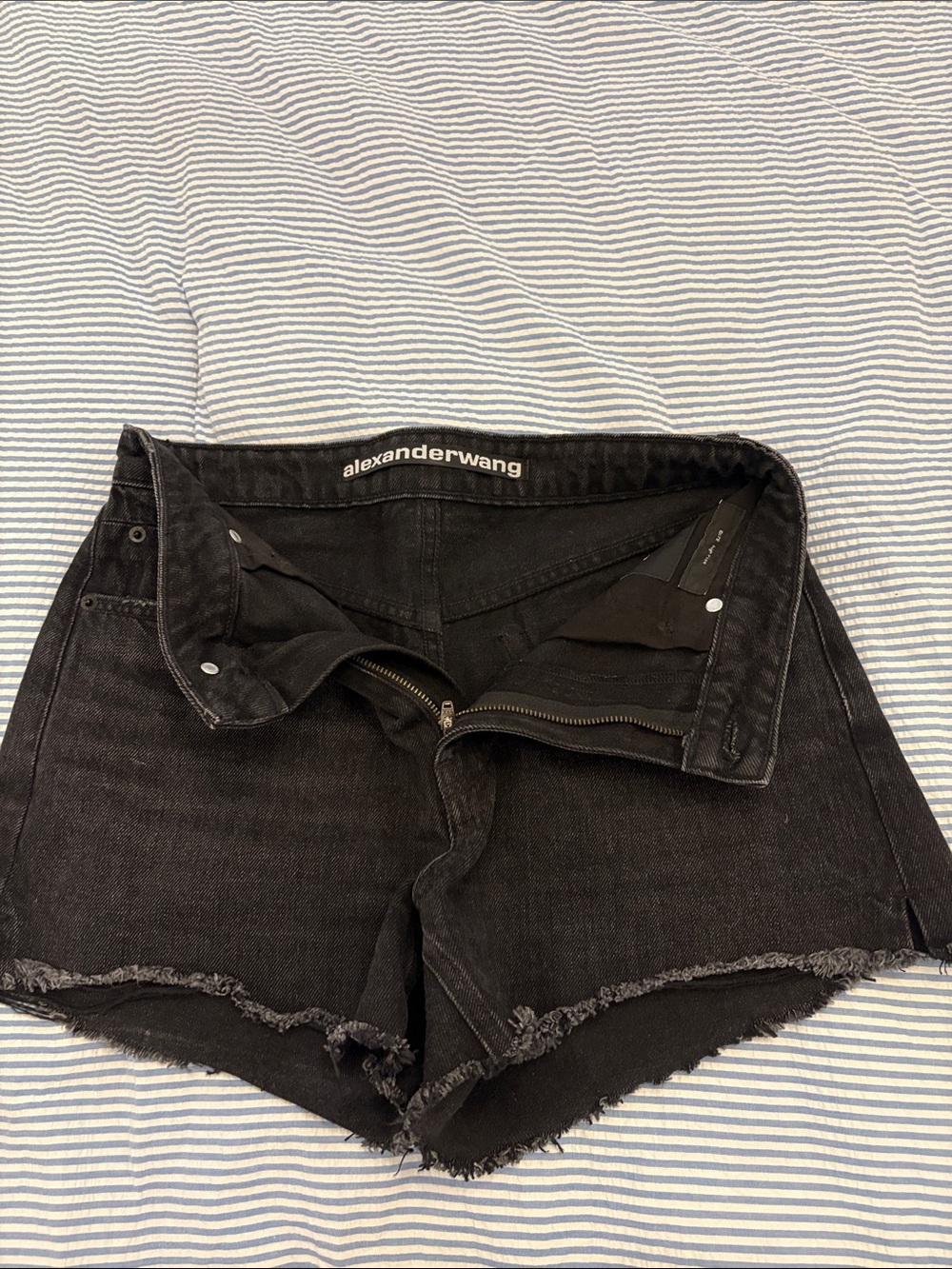 Alexander Wang Black Frayed Denim Shorts